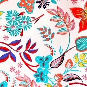 Talbots A-line Canvas Skirt Climbing Floral Sz 14  Lined zip side white blue